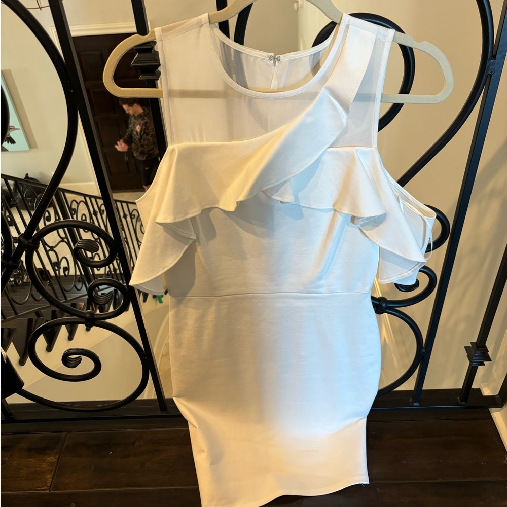 Adelyn Rae White Ruffle Dress